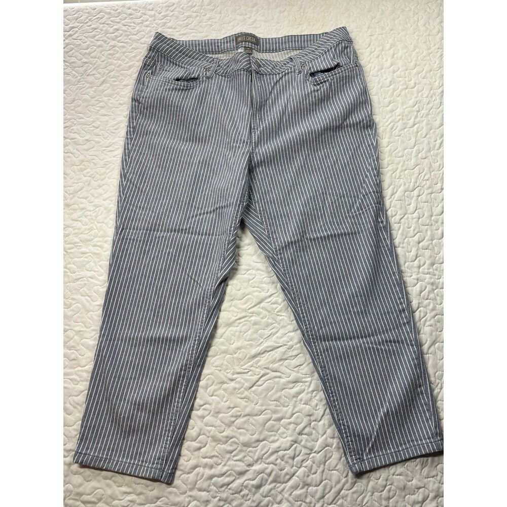 Falls Creek Blue White Striped Straight Leg Denim Jeans Plus Size 18